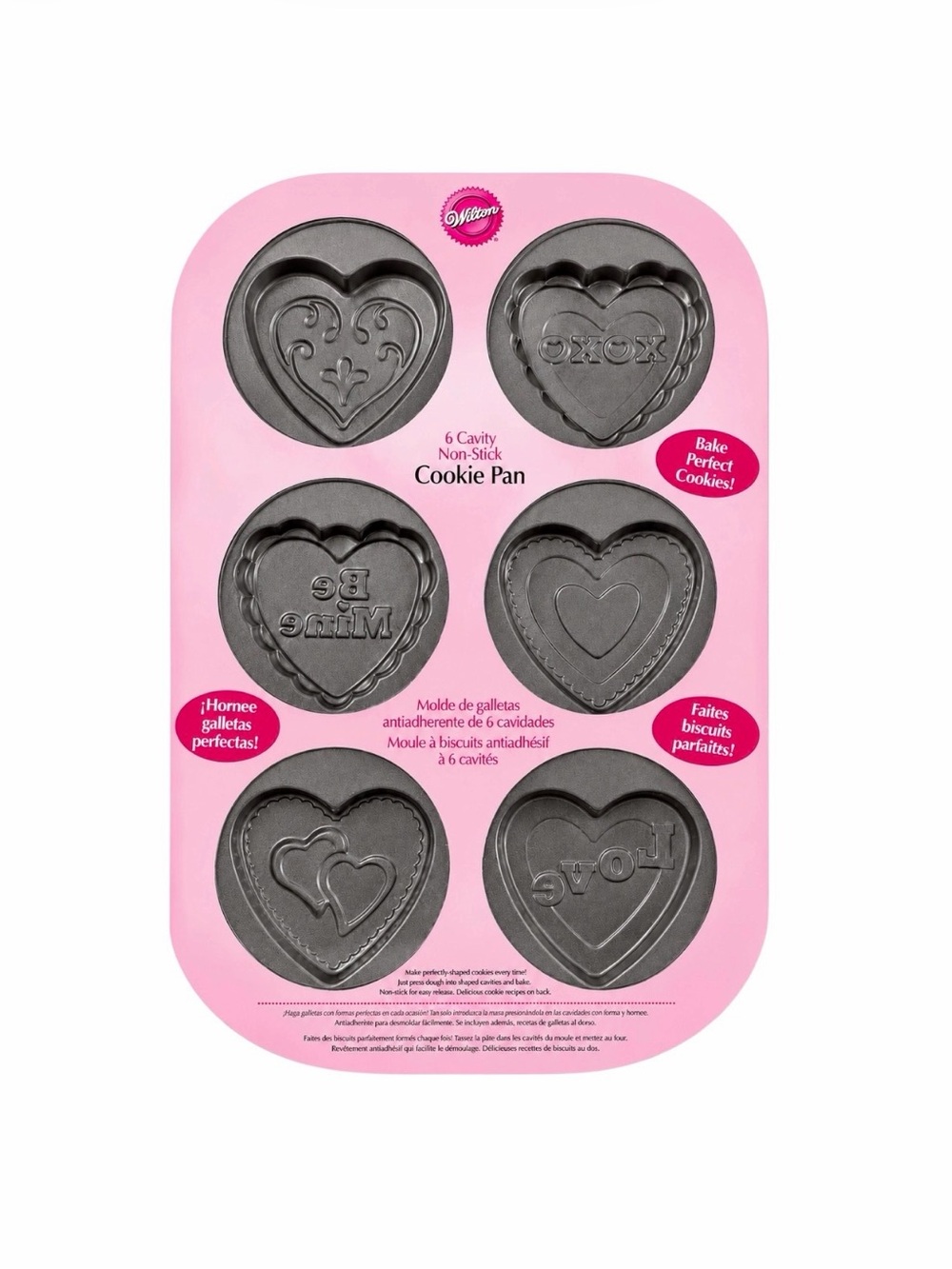 Wilton 6 Cavity Heart Cookie Pan Non-Stick Valentine’s Day Baking Mold